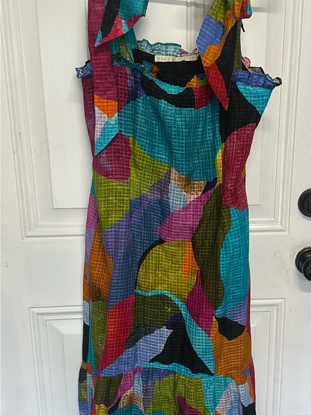 Marie Oliver Maya Printed Seersucker Midi Dress in Jewel